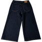 River Island Crop Jeans Women's Dark Blue Denim Wide Leg High Waist - 6