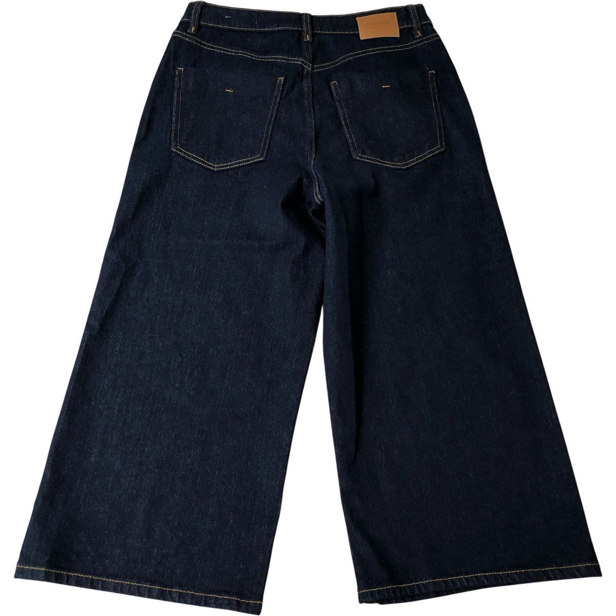 River Island Crop Jeans Women's Dark Blue Denim Wide Leg High Waist - 6