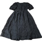 Black Midi Dress Size 12 Women's Puff Sleeve Pleated V Neck