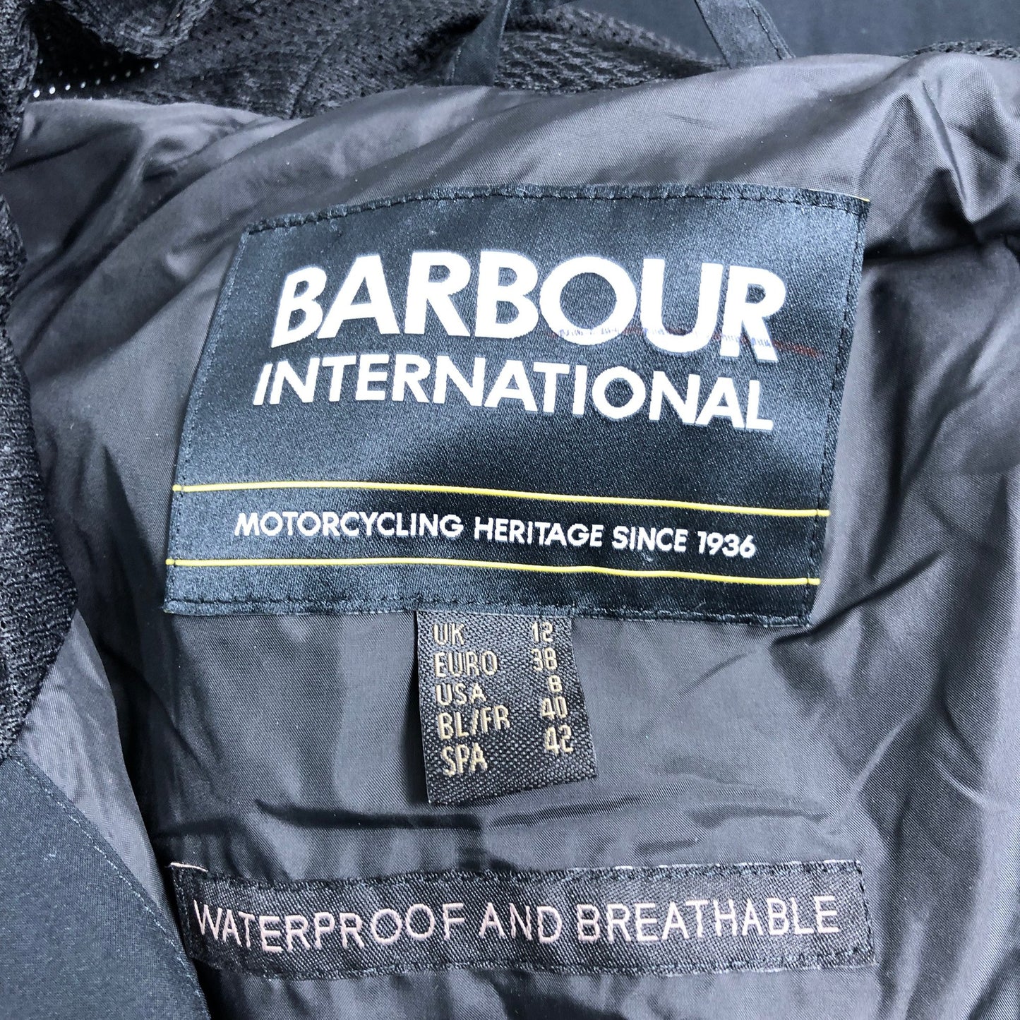 Barbour International Waterproof Jacket UK12 Women's Black Lightweight Coat