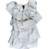 River Island Ruffled Bodysuit UK8 Women's Beige Light Off Shoulder Style