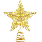 Pre Lit Christmas Tree Topper Gold Star 25cm