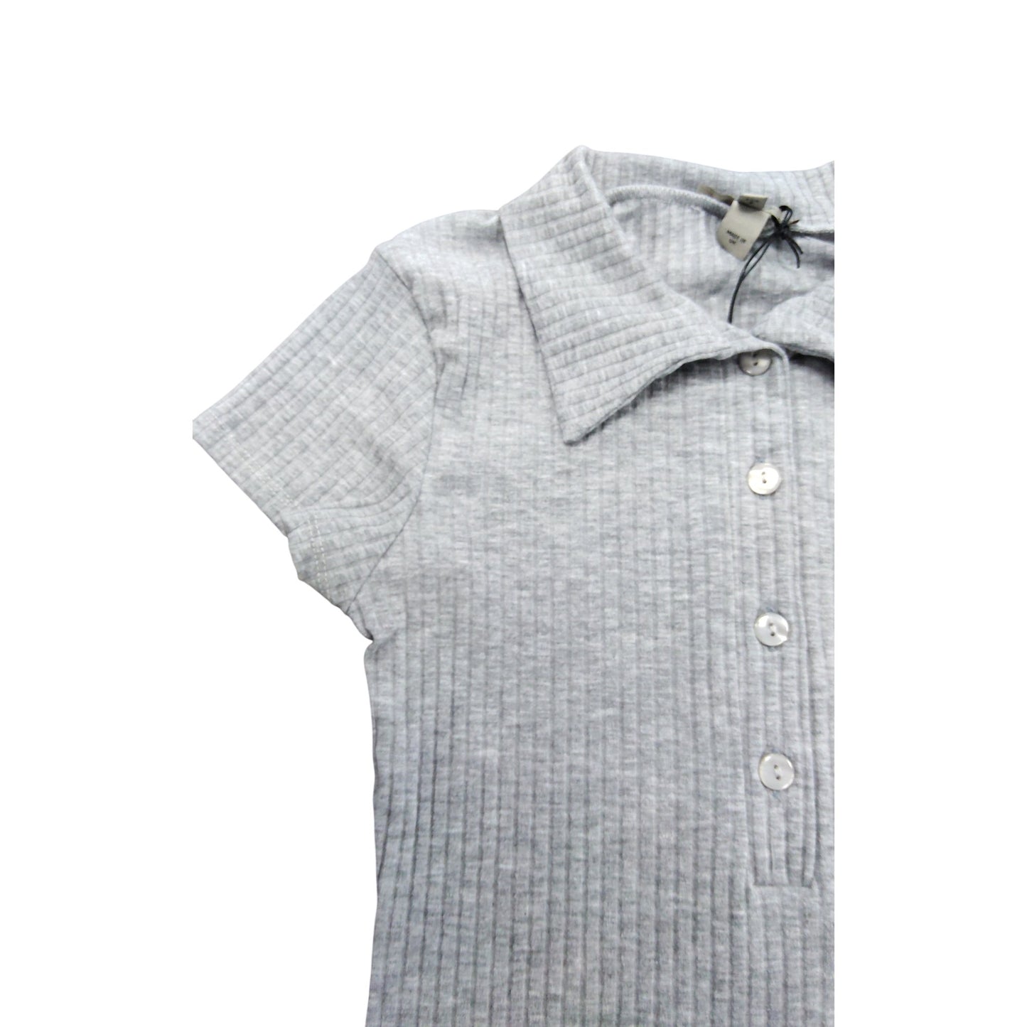 River Island Grey Ribbed Polo Dress UK Size 8 Women's Short Sleeve Casual