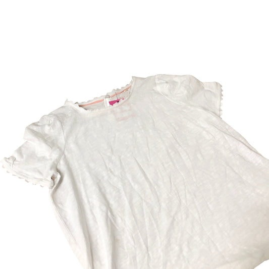 Women's White Top Size Soft Cotton Short Sleeve Ruffled Hem UK12
