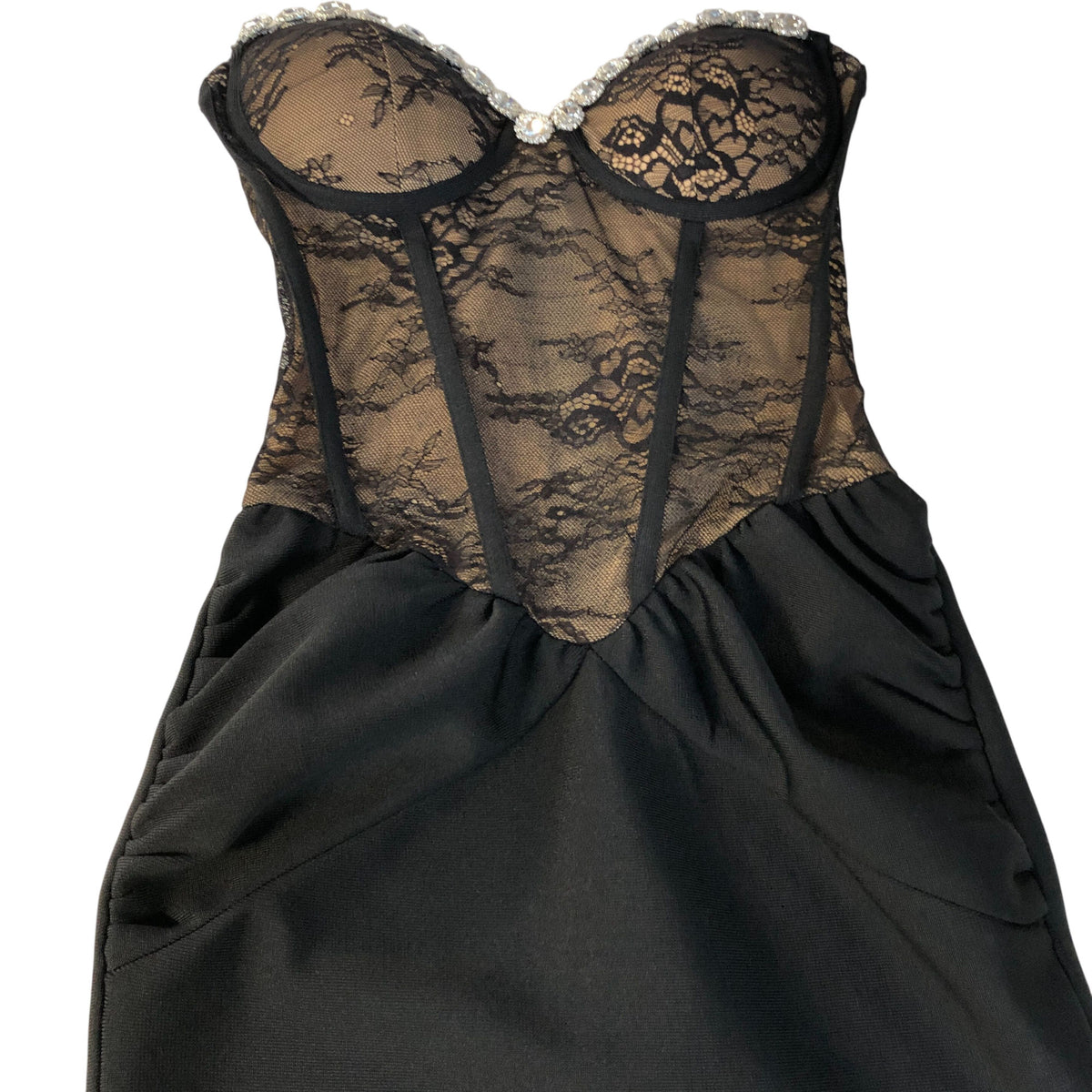 River Island Women's Bodycon Dress UK8 Black Lace Detail Long Evening