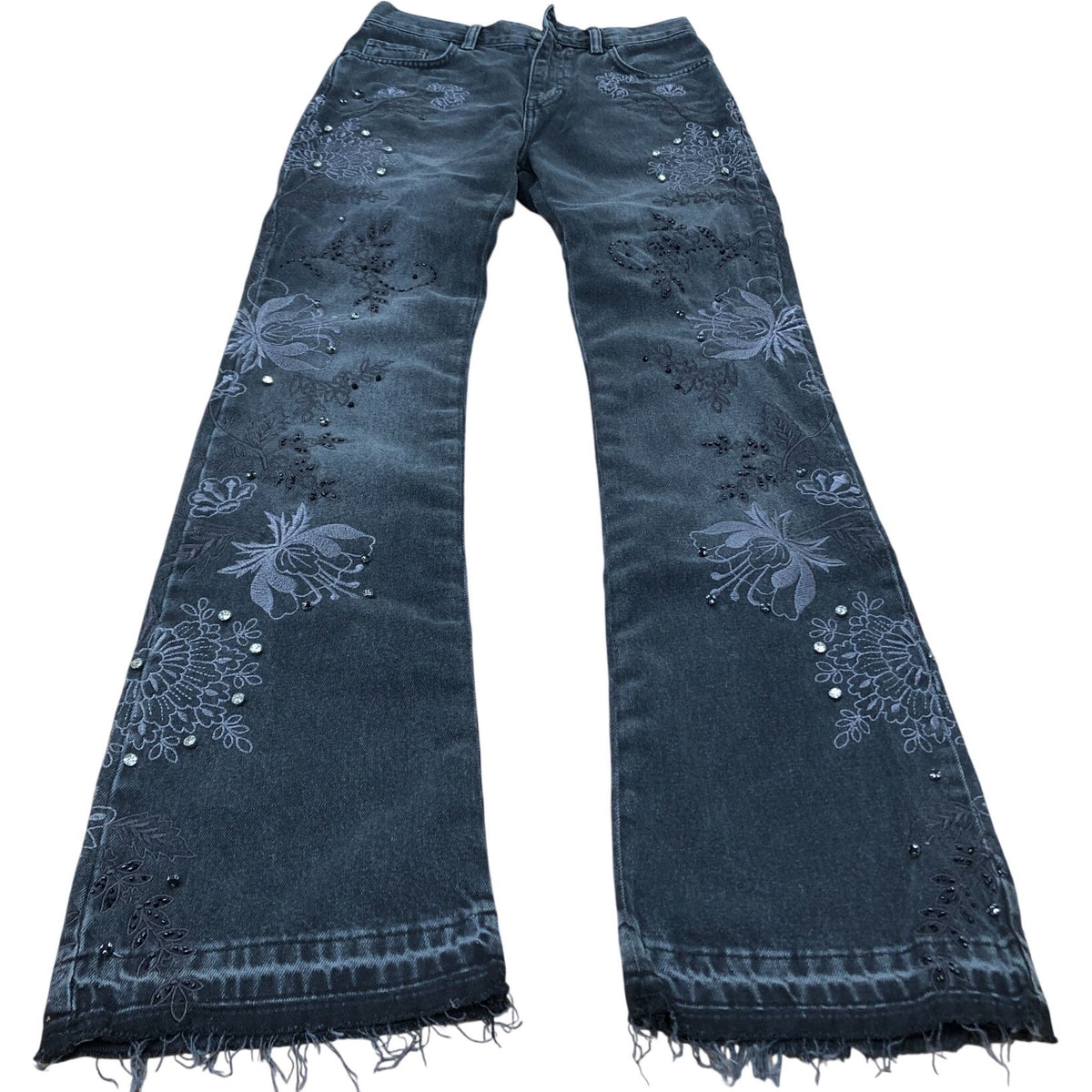 We The Free Jeans Women's Wide Leg Floral Design Black