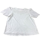 Boden White Short Sleeve Broderie Top - Size 10