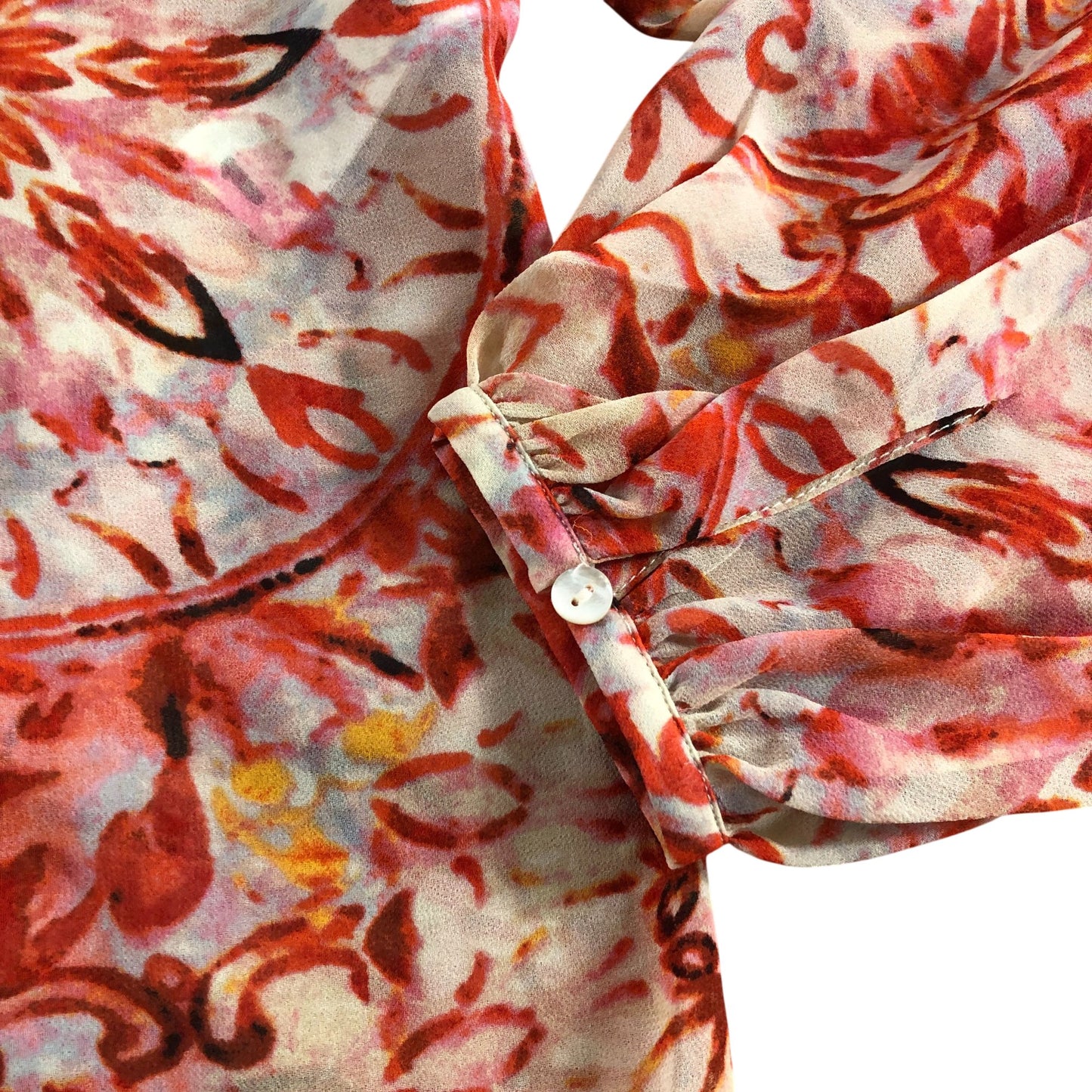 Floral Print Blouse UK XS Women's Ruffled Long Sleeve