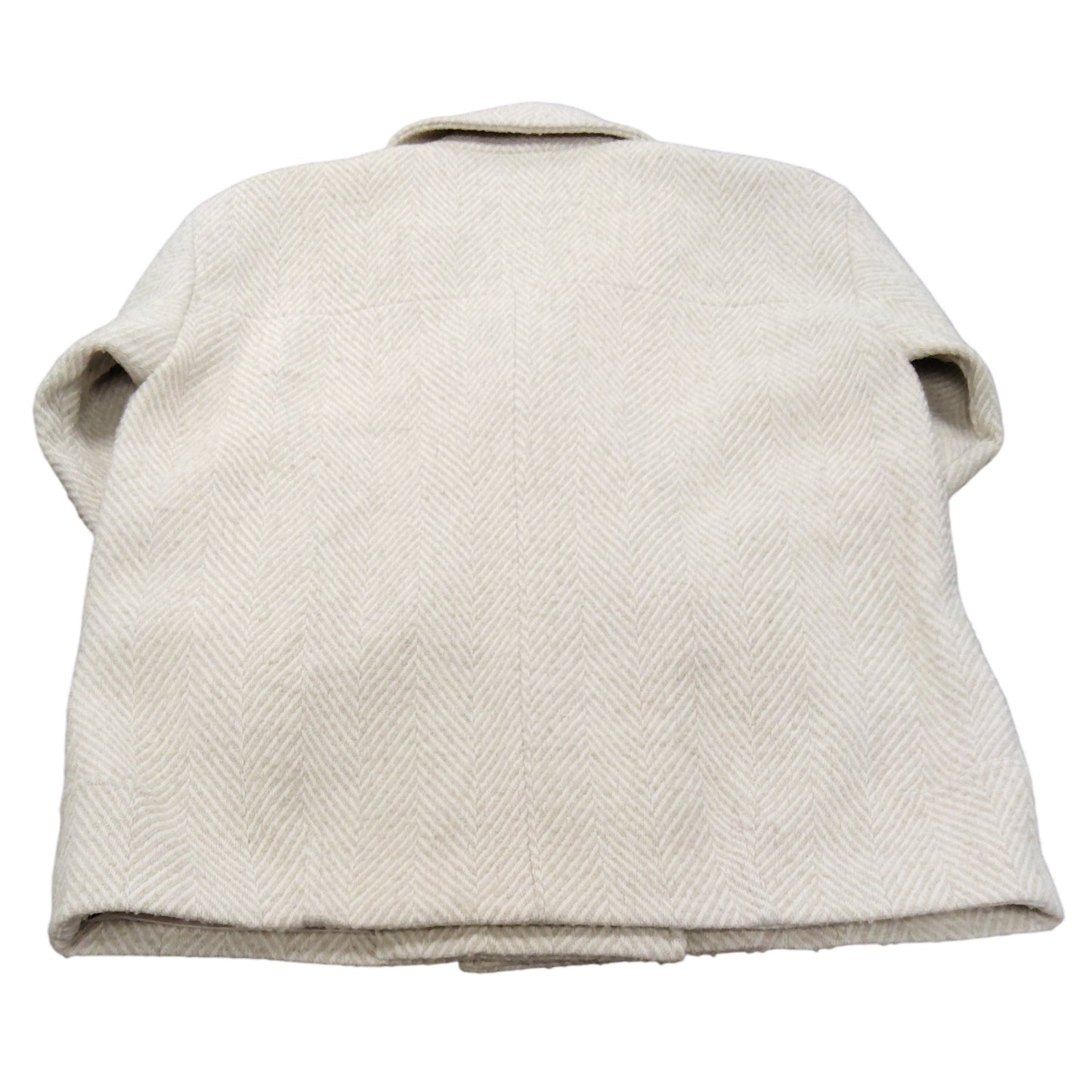 Women's Herringbone Coat Beigey White Single Breasted Size M