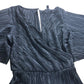 River Island UK8 Women's Black Pleated Jumpsuit Wide Leg Bell Sleeve