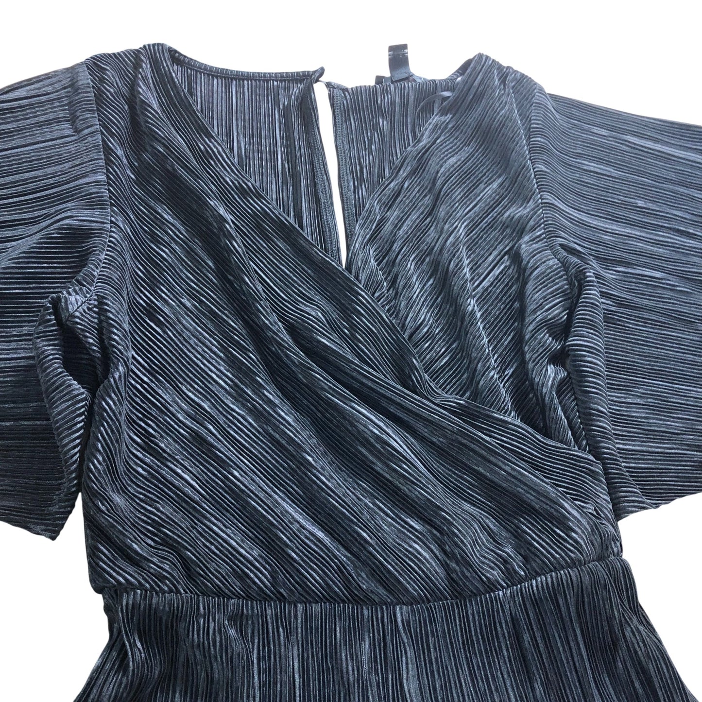 River Island UK8 Women's Black Pleated Jumpsuit Wide Leg Bell Sleeve