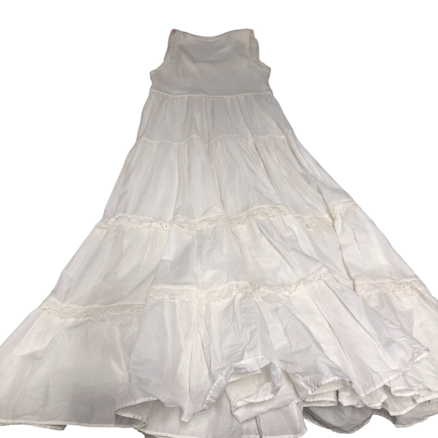 Sleeveless Midi Dress Women's Layered Cotton Cream Summer Small