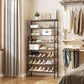 YATINEY SS08BR 8 Tier Shoe Rack Rustic Brown Storage Organizer Shelf