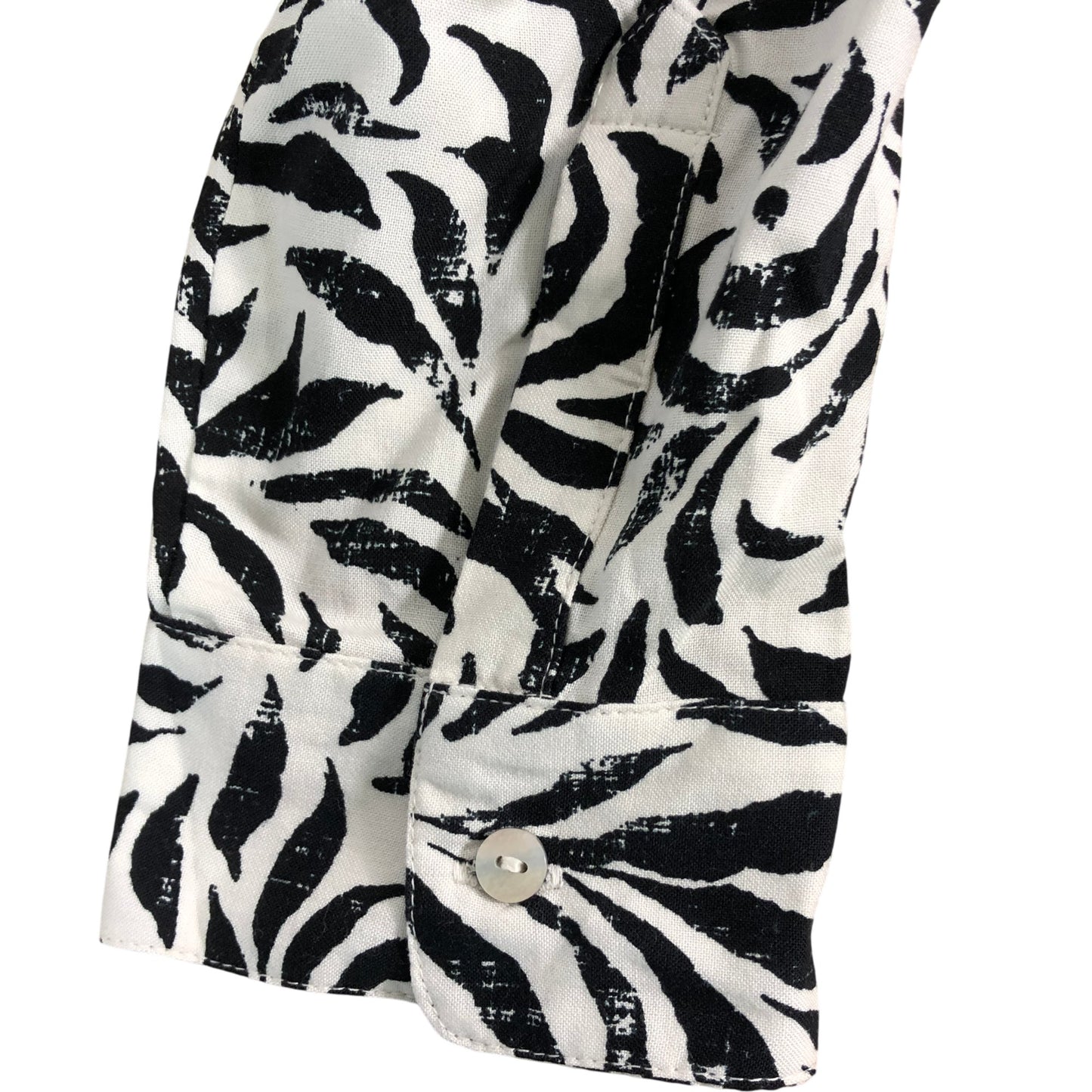 River Island Floral Print Shirt UK8 Women's Casual Button Up Top Black White