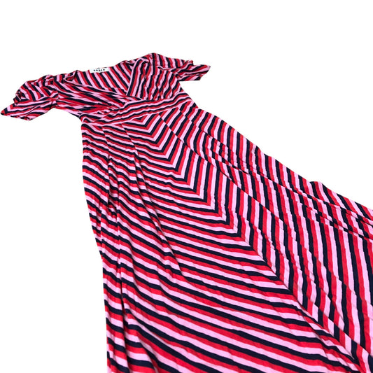 Striped Wrap Maxi Dress Women's Red Pink Viscose Blend Casual UK6