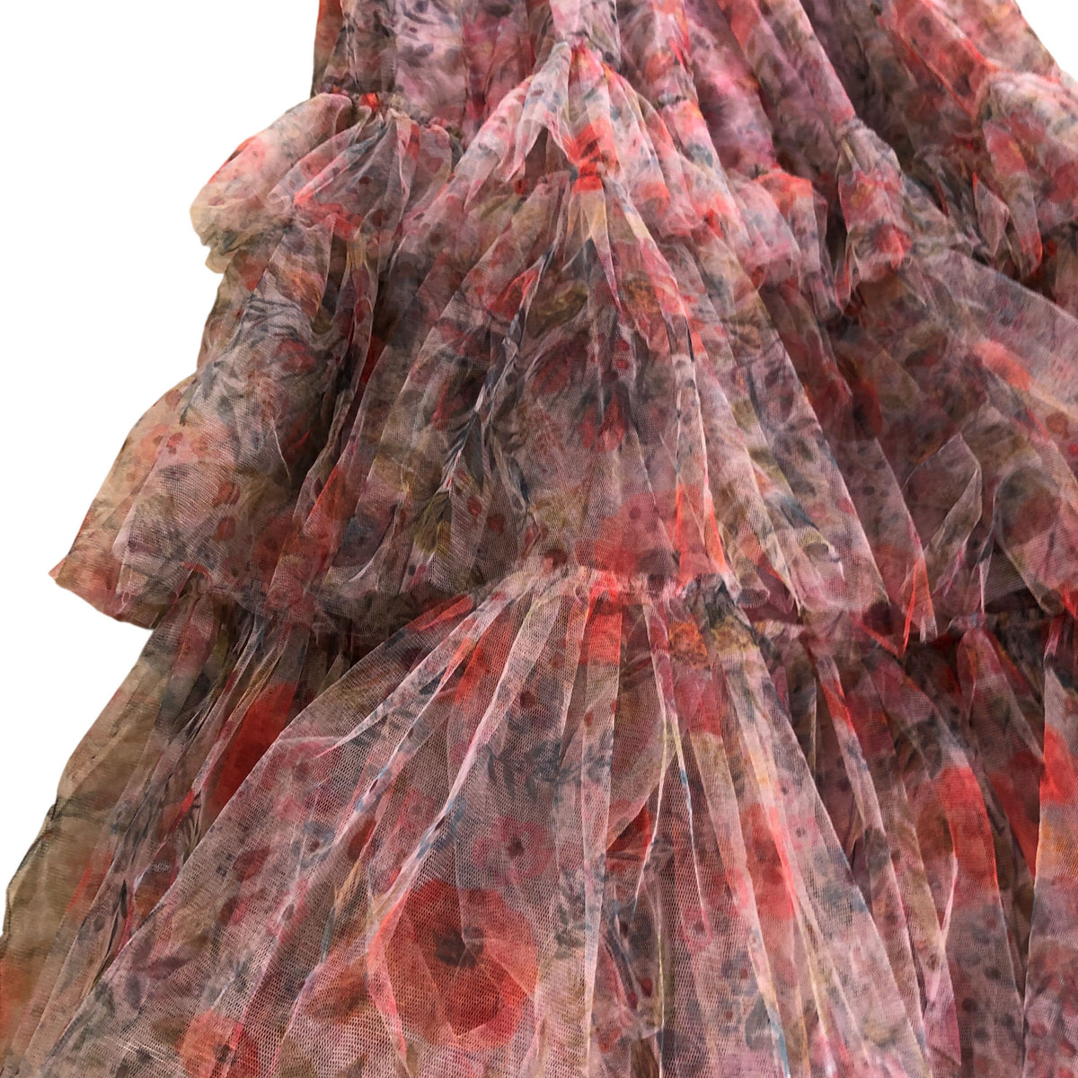 Lace and Beads Floral Maxi Dress UK8 Women's Pink Tulle Long Sleeve