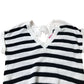 Striped V Neck Sweater Women's Cotton Short Sleeves Medium