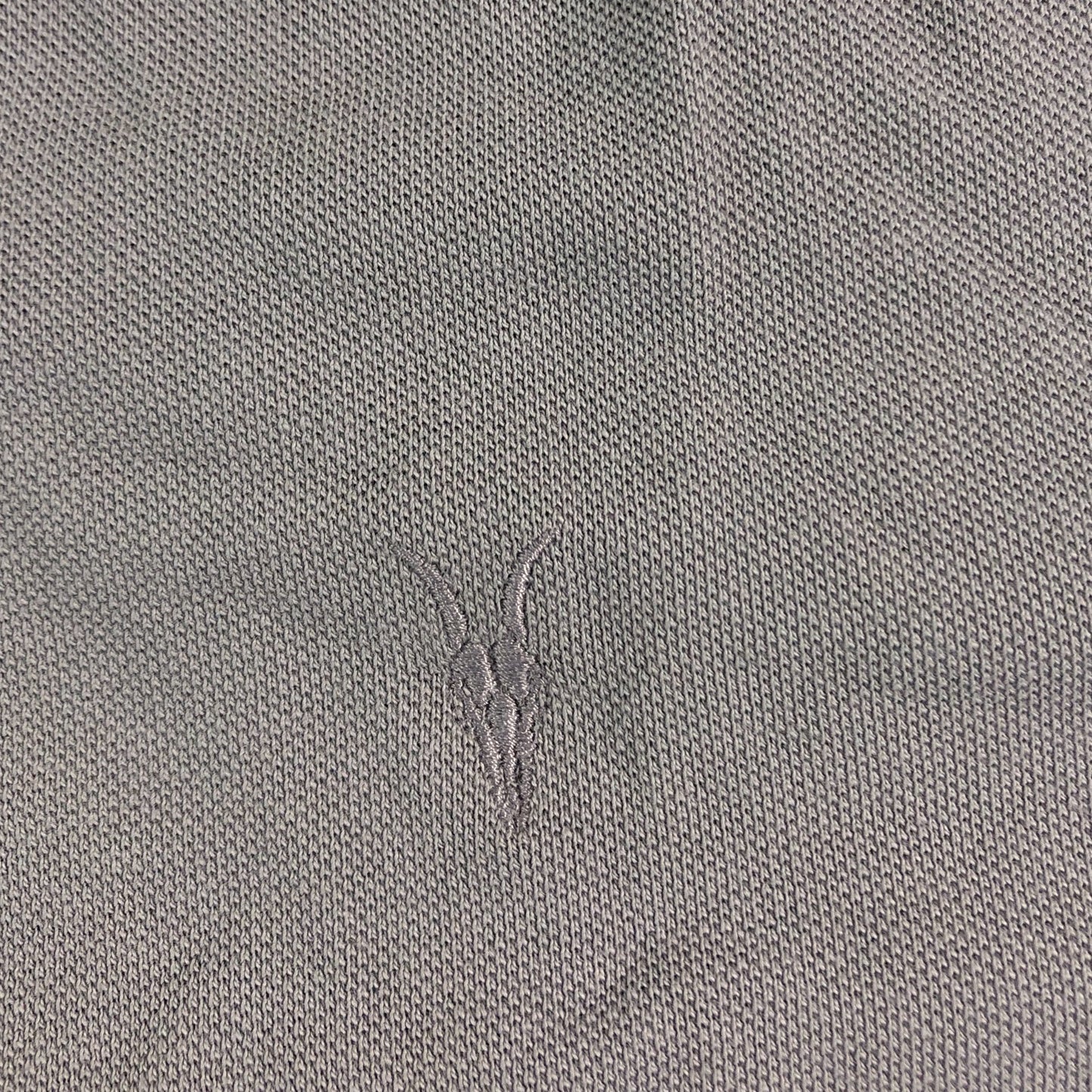 AllSaints Slim Fit Polo Shirt Large Men's Grey Short Sleeve Cotton