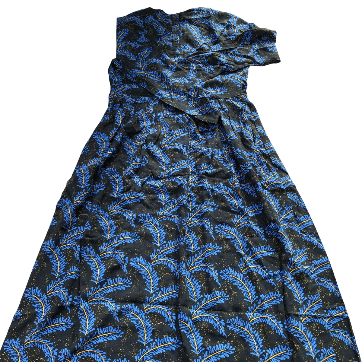 Long Sleeve Dress Floral Print Viscose Black Blue Size 6