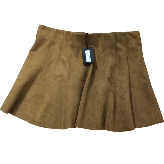 River Island Skirt Size 16 Women's Pleated Suede Effect Mustard Fashion Style