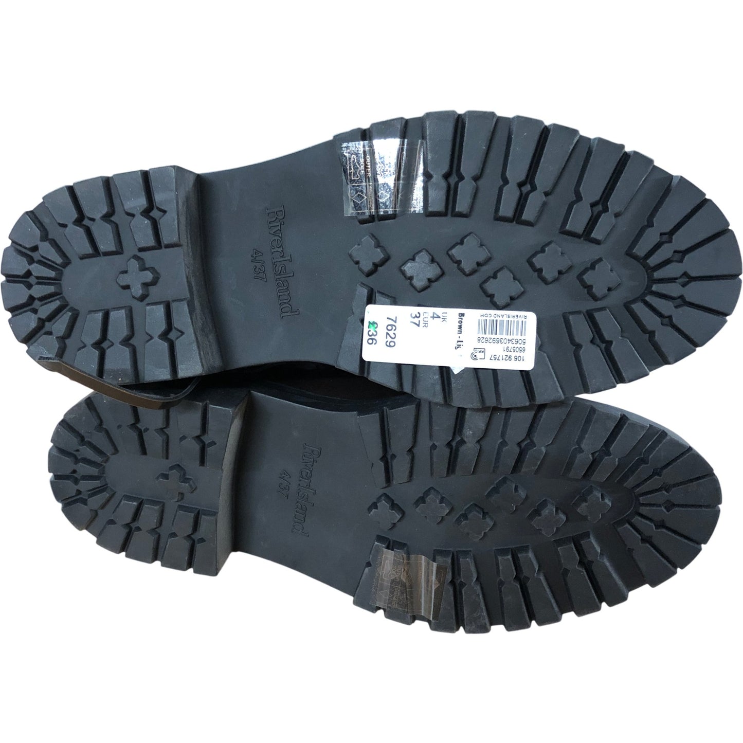 River Island Women's Brown Platform Casual Lace Up Shoes UK4