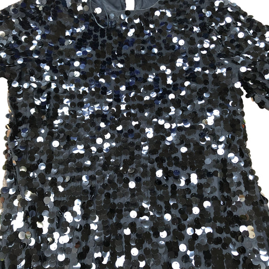 Sequin Dress UK12 Women's Short Sleeve Party Evening Wear Black
