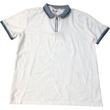 Threadbare Polo Shirt Regular Fit White Zip Neck Size L