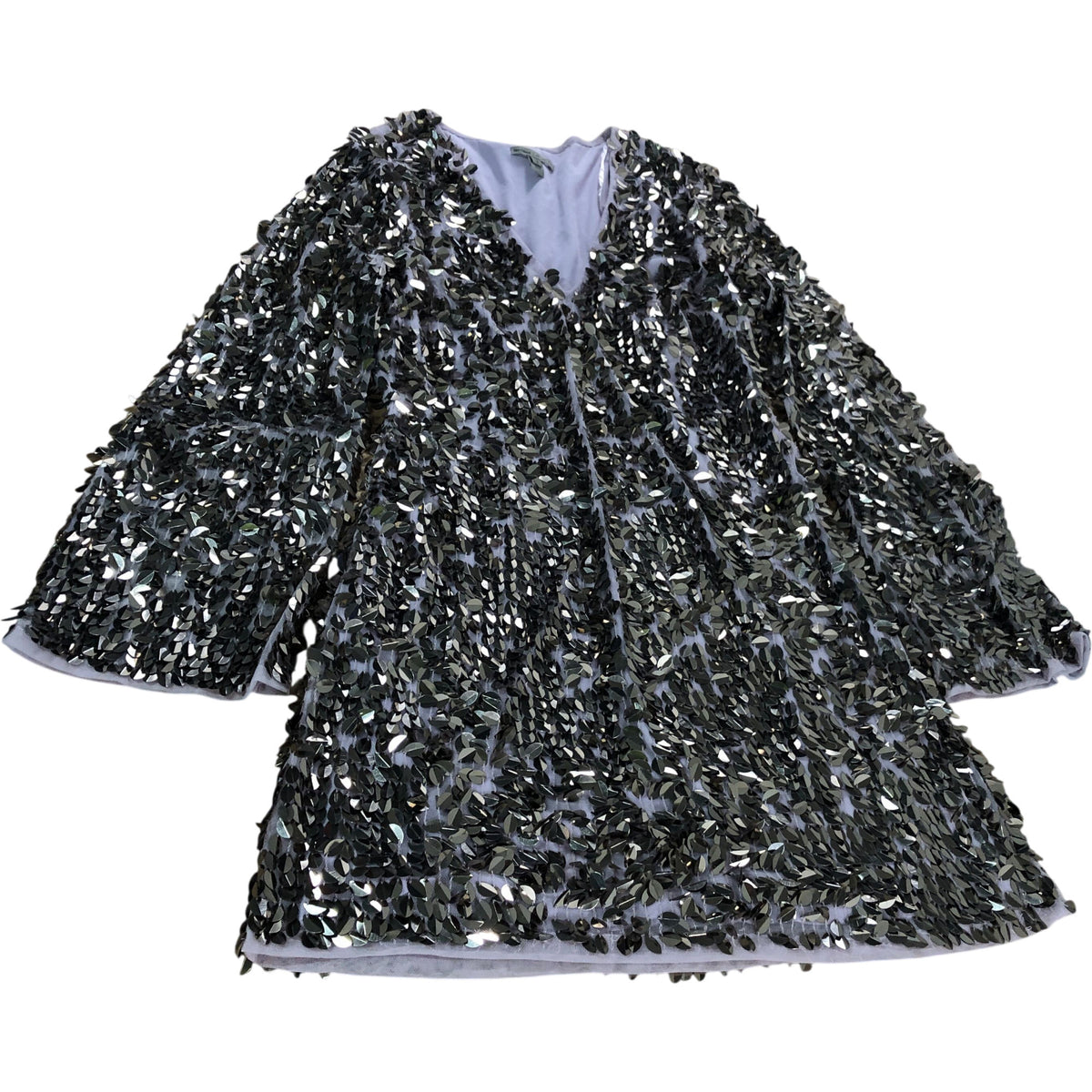 River Island Embellished Dress UK10 Women's V Neck Silver