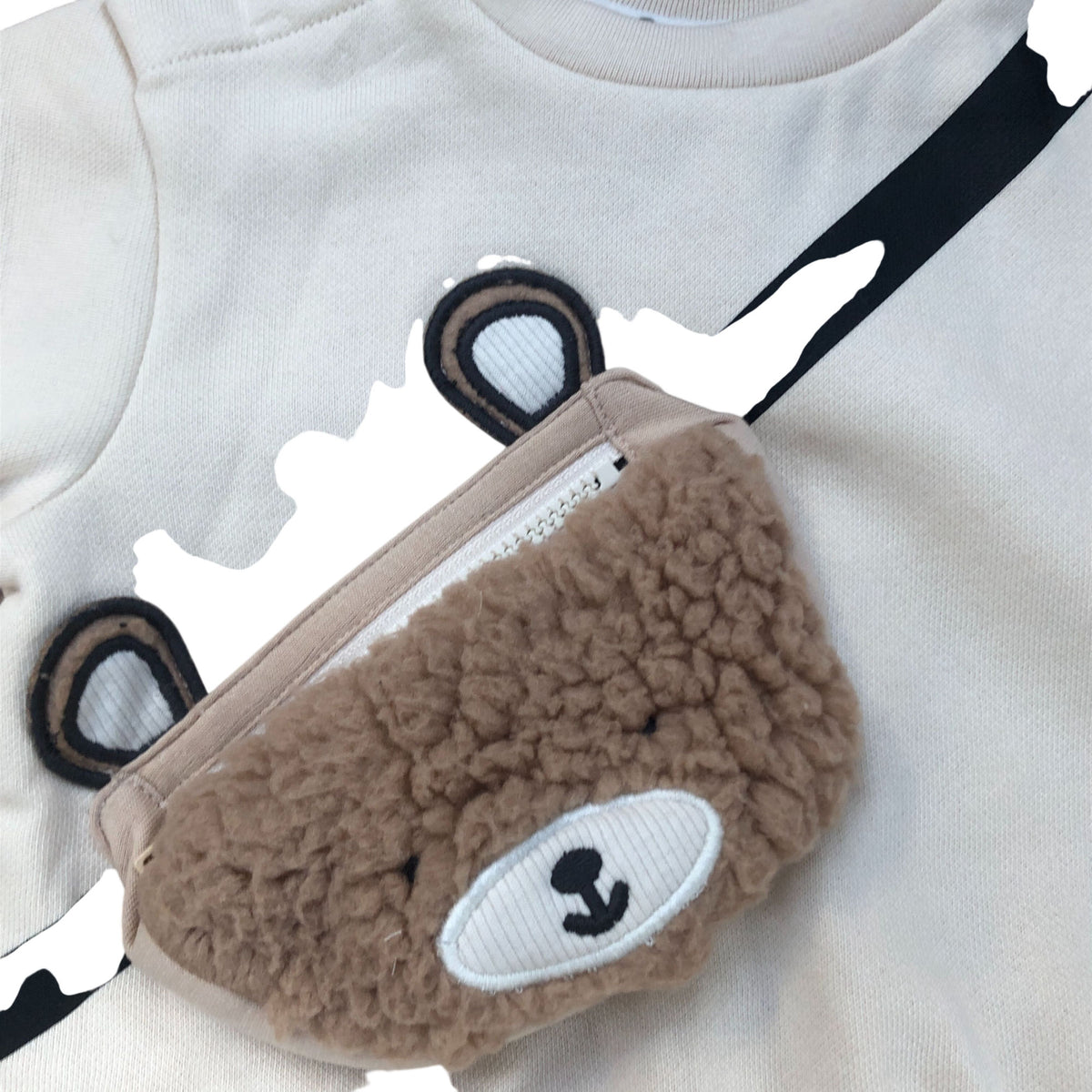 River Island Baby Outfit Set Sweater And Trousers With Bear Bag Cream 0-3 Months