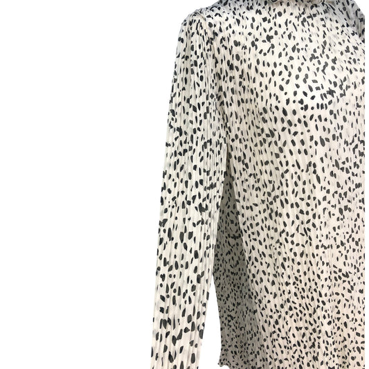 Rivers Island Cream Smart Dress UK8 Women's Long Sleeve Pleated Spotty