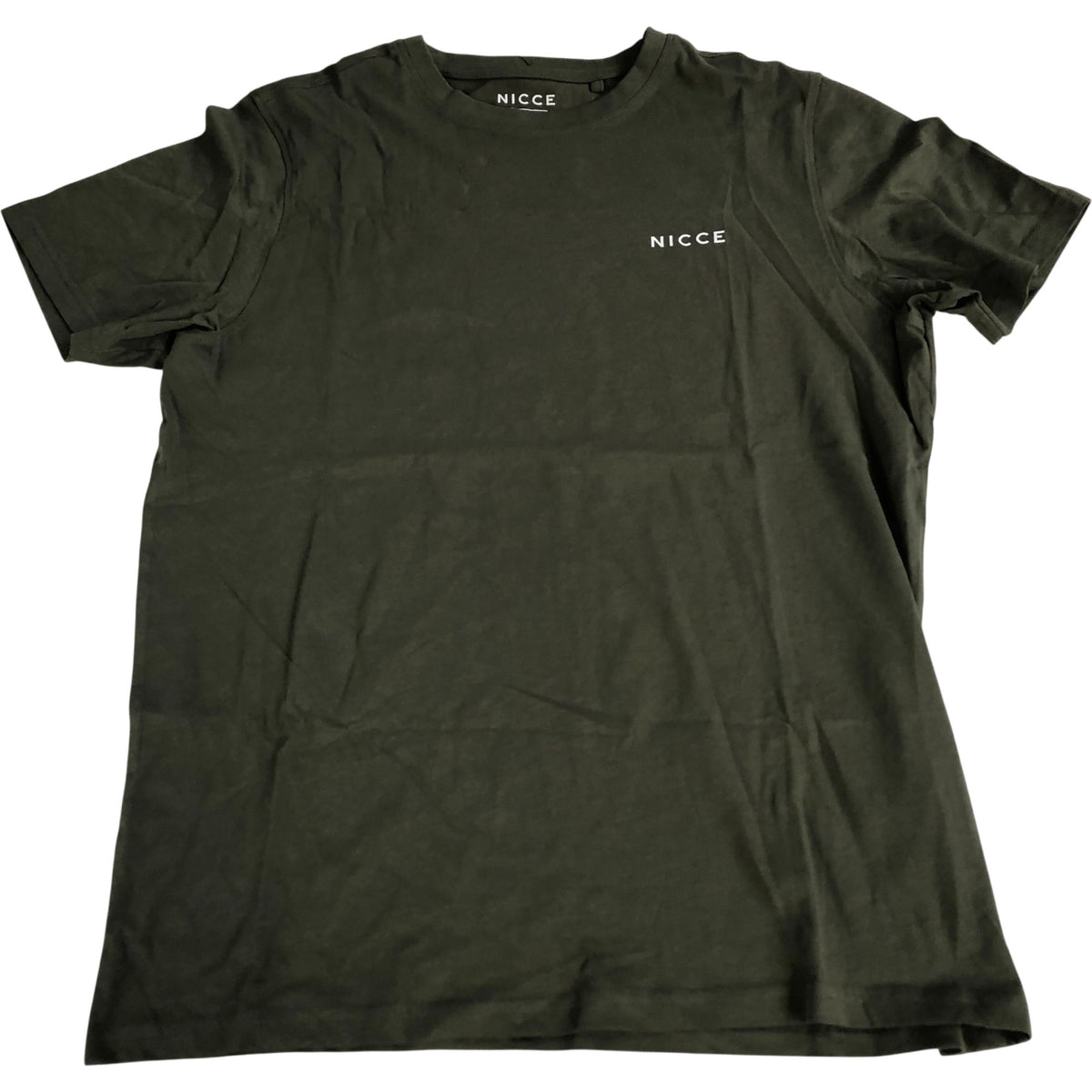 Nicce T-Shirt Men's Olive Green Casual Short Sleeve Top Cotton Large
