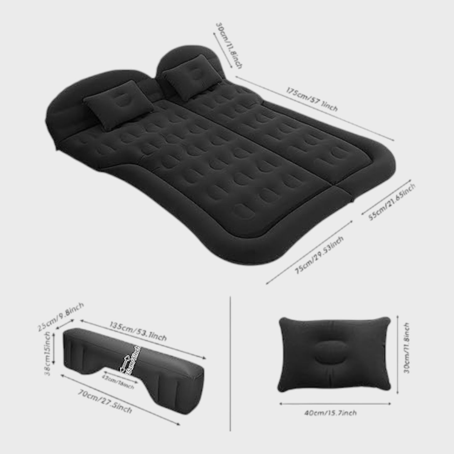 Inflatable Car SUV Air Mattress with Pump & Two Cushions