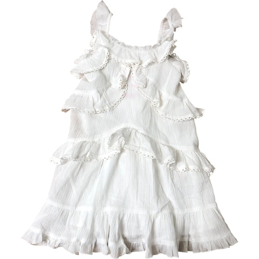 River Island Girls White Ruffle Dress 6 Years Frill Neck Summer Style