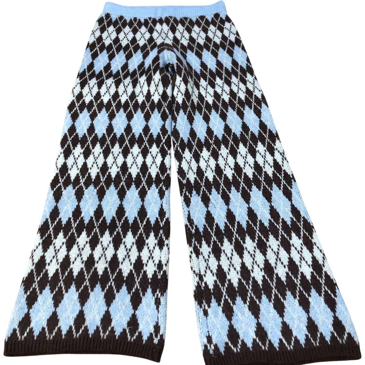 River Island Argyle Trousers Women's Warm Knit Patterned Brown Blue