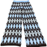 River Island Argyle Trousers Women's Warm Knit Patterned Brown Blue