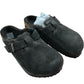 Birkenstock Boston VL Shearling UK7.5 Women's Suede Open Back Slippers Grey