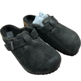 Birkenstock Boston VL Shearling UK7.5 Women's Suede Open Back Slippers Grey