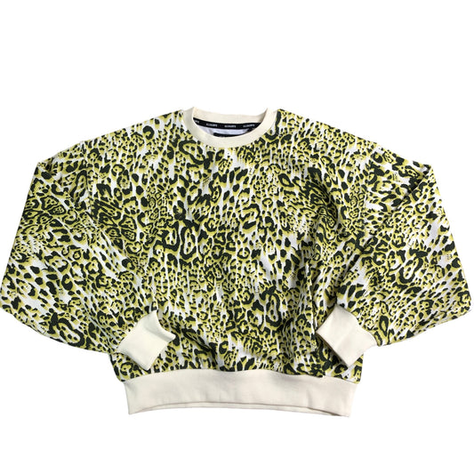 Allsaints Leopard Print Sweatshirt 9-10 Years Unisex Sweat Top Bright Green