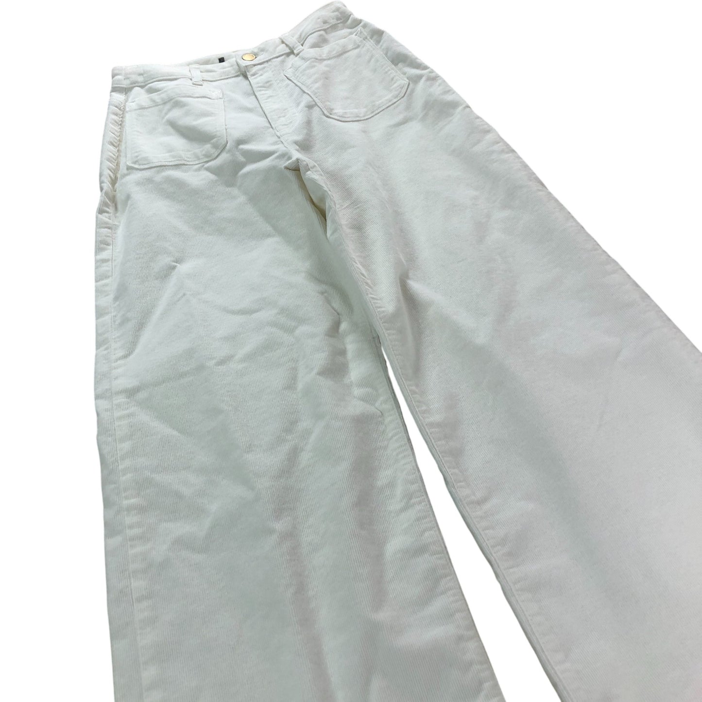 Branded Wide Leg Trousers Women's White Cotton Blend Casual Fit UK10