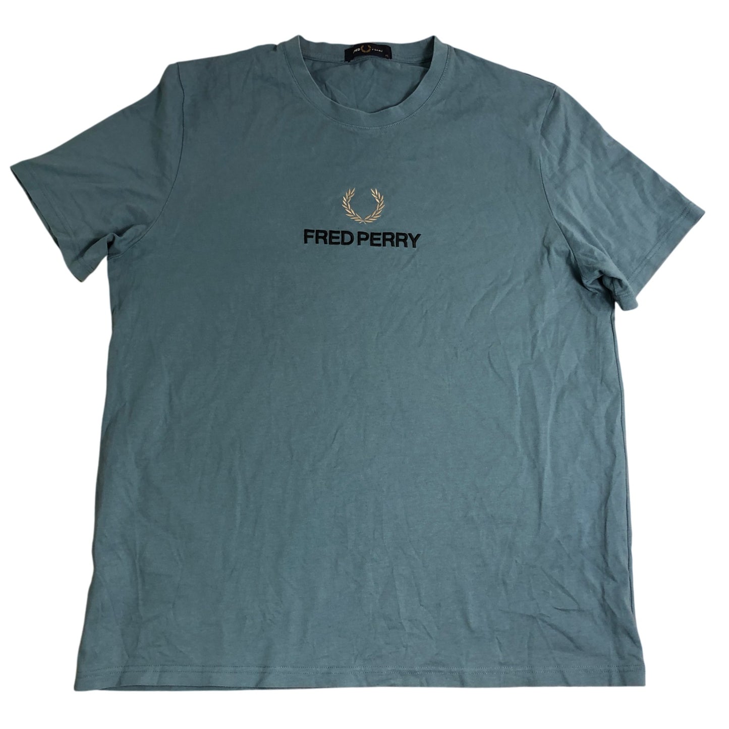 Fred Perry XL T-Shirt Men's Short Sleeve Cotton Blue Logo Tee Shirt