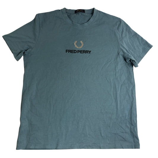 Fred Perry XL T-Shirt Men's Short Sleeve Cotton Blue Logo Tee Shirt