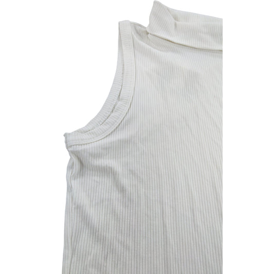 River Island Women's Ribbed High Neck Sleeveless Top UK10 Cream Casual Style