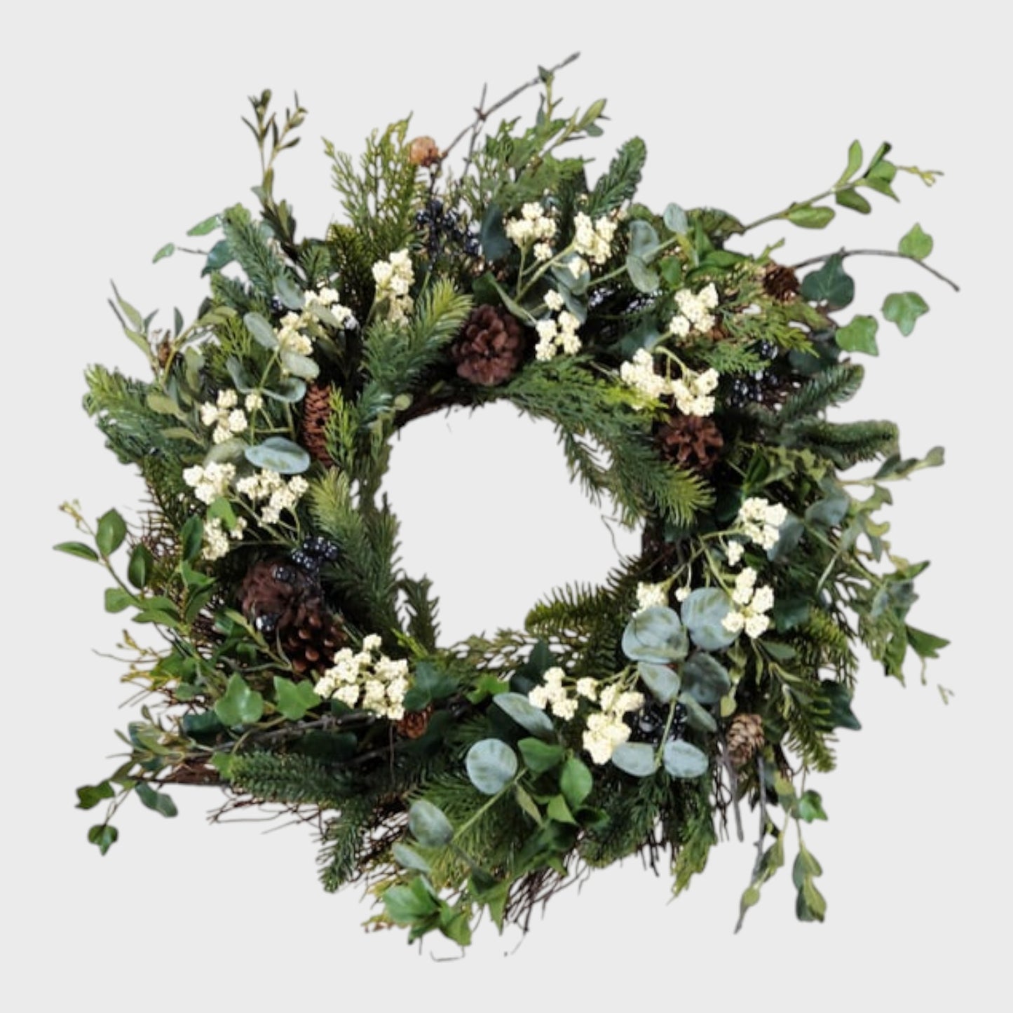 ULTIMATE Pinecone Christmas Wreath 60CM Green Natural Materials Handcrafted