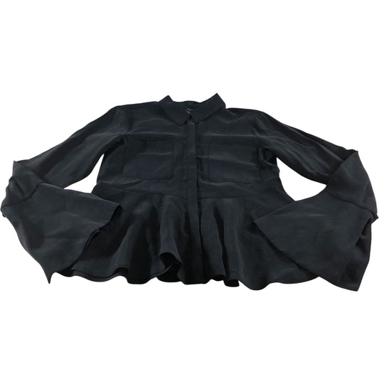 River Island UK8 Women's Black Bell Sleeve Peplum Blouse