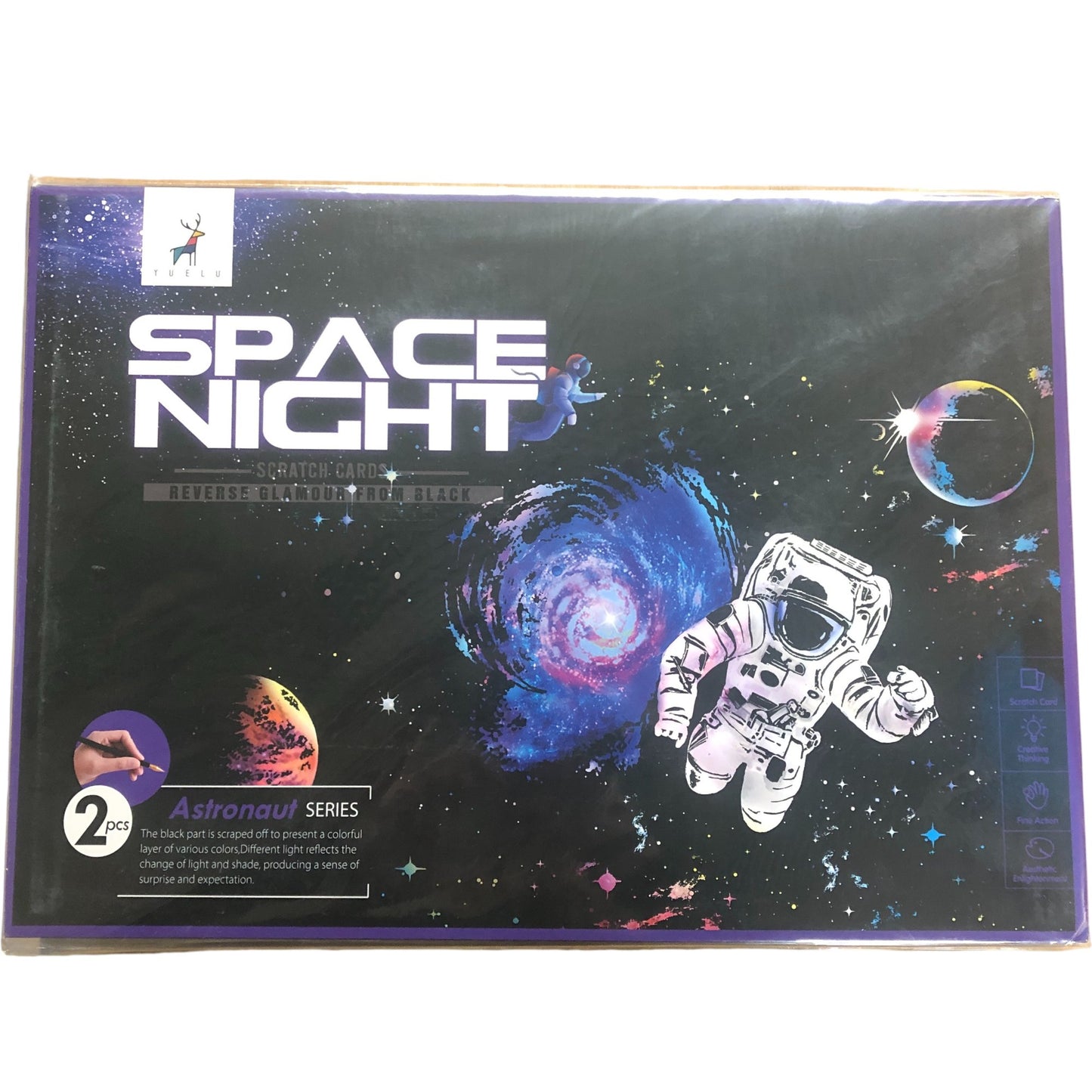Space Night Astronaut Series Scratch Cards 2 Pack Arts and Crafts Set