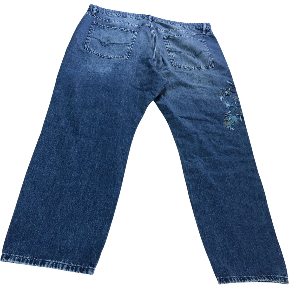 Embroidered Boyfriend Jeans Size 22 Women's Mid Denim