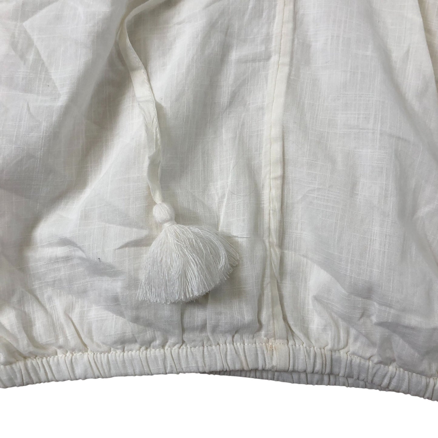 Lace Detail Blouse Size 16 Women's Cream Soft Cotton Puff Sleeve