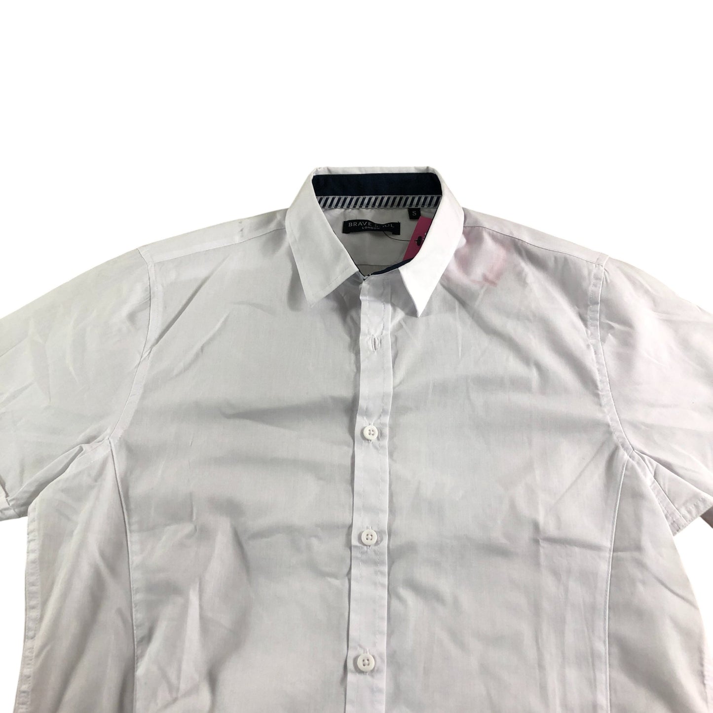 Brave Soul Short Sleeve Shirt Men's White Button Up Cotton Blend Small