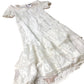 White Floral Embroidered Midi Dress Women's Puff Sleeve UK14