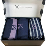 Crew Clothing Company 3 Pack Bamboo Socks Navy Purple Stripe One Size